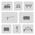 Monochrome set with railroad icons