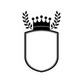 Monochrome shield with crown and olive branchs