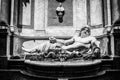 Monochrome shot of the Marforio marble statue in Rome, Italy