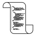 Monochrome silhouette of continuously sheet with printed source code in closeup Royalty Free Stock Photo