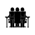 monochrome silhouette with executives in small boardroom