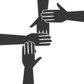 Monochrome silhouette hands teamwork icon design