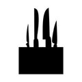 monochrome silhouette with knife block set Royalty Free Stock Photo