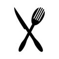Monochrome silhouette with knife and fry fork