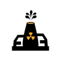 Monochrome silhouette with nuclear reactor symbol Royalty Free Stock Photo