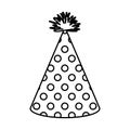 Monochrome silhouette of party hat with several dots decoratives