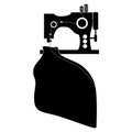 monochrome silhouette sewing machine and cloth