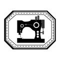 monochrome silhouette sewing machine in frame
