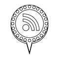 monochrome silhouette of wifi icon and circular speech with contour dotted and tail