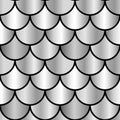 Monochrome silver shiny scales seamless pattern