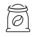 Monochrome simple bag of coffee icon vector illustration. Linear logo sack with seed for storage