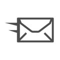 Monochrome simple envelope message icon vector illustration. Incoming, sending, receive new mail Royalty Free Stock Photo