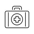 Monochrome first aid kit icon vector doctor bag with cross healthcare medical help service