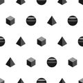 Monochrome simple geometric shape seamless pattern on white background Royalty Free Stock Photo