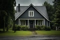 Monochrome Simple gray house. Generate Ai Royalty Free Stock Photo