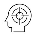 Monochrome headhunting icon vector illustration. Professional recruiting, hr selection with aiming