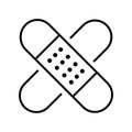 Monochrome simple medical plaster icon vector crisscross adhesive bandage for covering protection