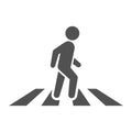 Monochrome simple pedestrian crossing icon vector flat illustration. Crosswalk zebra logo