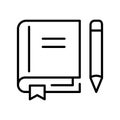 Monochrome simple textbook with pen and bookmark icon vector illustration educational book