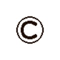 Simple vector pixel art illustration of black copyright symbol on white background