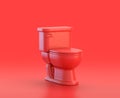 Monochrome single color red 3d Icon, a toilet closet in red background,single color, 3d rendering