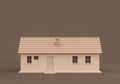 Monochrome single detached house, miniature detached house model flat and solid brown color, Real estate property, 3d Rendering