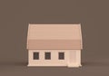 Monochrome single detached house, miniature detached house model flat and solid brown color, Real estate property, 3d Rendering