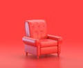 Monochrome single red color lounge chair in red background,single color, 3d Icon, 3d rendering
