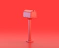 Monochrome single red  color outdoor mailbox  in red background,single color, 3d Icon, 3d rendering Royalty Free Stock Photo