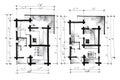 Monochrome sketch of a house plan Royalty Free Stock Photo