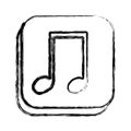 monochrome sketch of square button with musical note Royalty Free Stock Photo