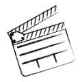 monochrome sketch sticker with clapperboard cinema