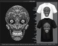 Monochrome Skull head mandala arts isolated on black and white t shirt