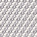 Monochrome spiral swirl texture background. Line art curved line seamless pattern. Black and off white hand drawn vector Royalty Free Stock Photo