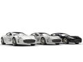 Monochrome sports cars in a row