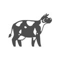 Monochrome spotted cow black silhouette vintage icon vector illustration. Farm market animal cattle Royalty Free Stock Photo