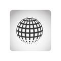 monochrome square frame with silhouette sphere grid world