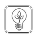 Monochrome square with light bulb with filament leaves