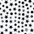 Monochrome star seamless pattern with grunge effect Royalty Free Stock Photo