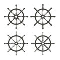 Monochrome steering boat wheels set icon. Travel concept. Rudder, helm symbol