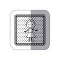 monochrome sticker in square frame and dotted with hand drawn girl