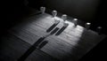Monochrome Still Life - Row of Objects Casting Shadows on Wood Royalty Free Stock Photo