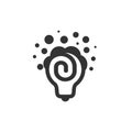 Monochrome stylized lightbulbs logotype, new idea and solution abstract symbol, flat bright cartoon incandescent light Royalty Free Stock Photo