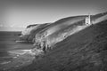 Monochrome Sun shines at Towanroath Pumping Engine House Wheal Coates St Agnes Cornwall Royalty Free Stock Photo