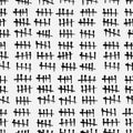 Monochrome tally marks hand drawn seamless pattern