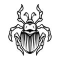 Monochrome tattoo template of beetle