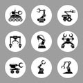 Monochrome technology factory robot icons design