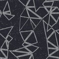 Monochrome triangle seamless pattern with grunge effect Royalty Free Stock Photo