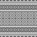 Monochrome Seamless ethnic pattern texture background design vector Royalty Free Stock Photo