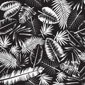 Monochrome tropical jungle pattern